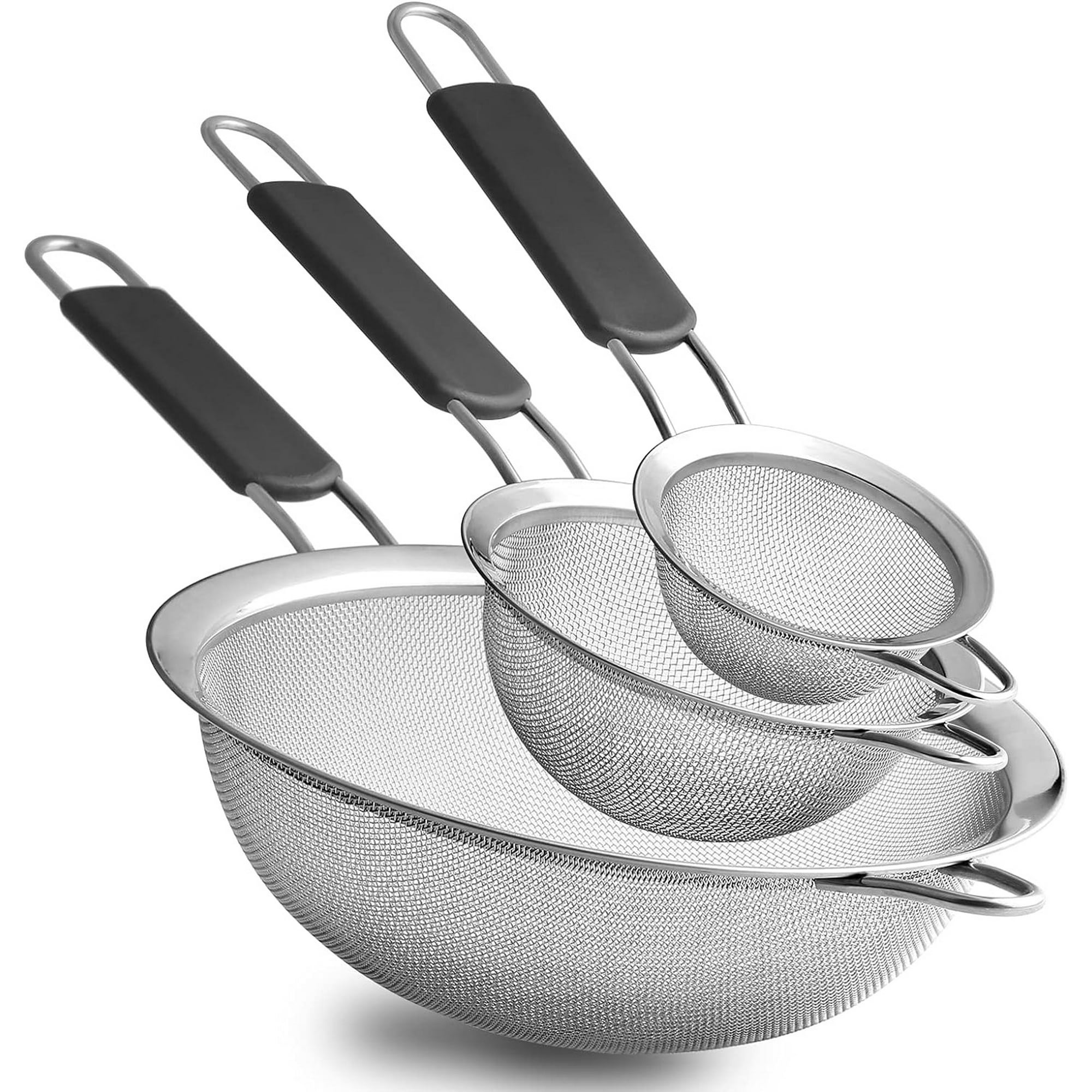 Set of 3 Fine Mesh Strainers 3", 5.5" & 7.8"